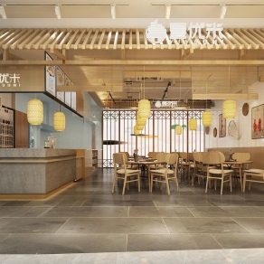 日式快餐厅3D模型下载